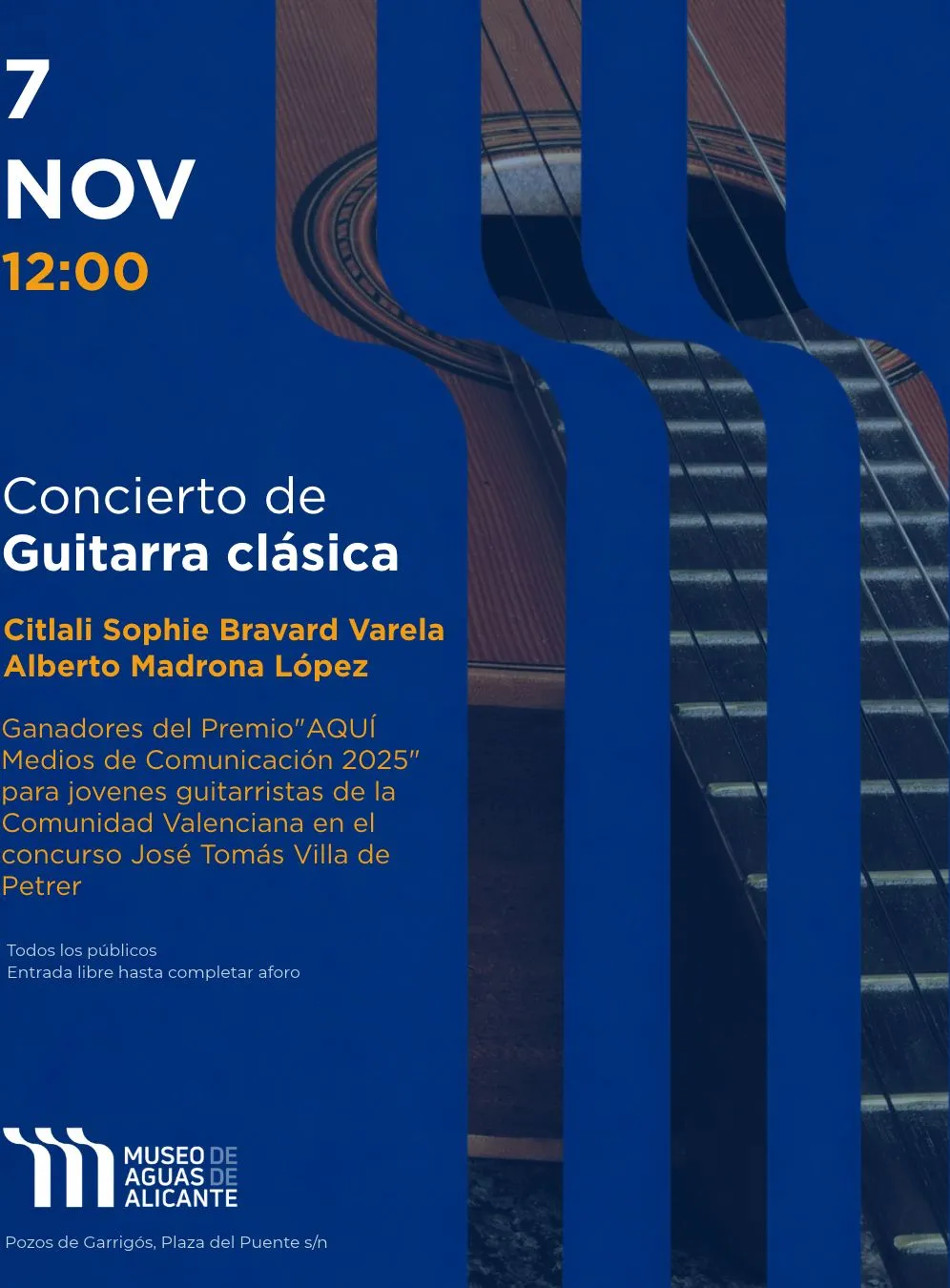 Guitarra clásica en los Pozos de Garrigós el 7 de noviembre