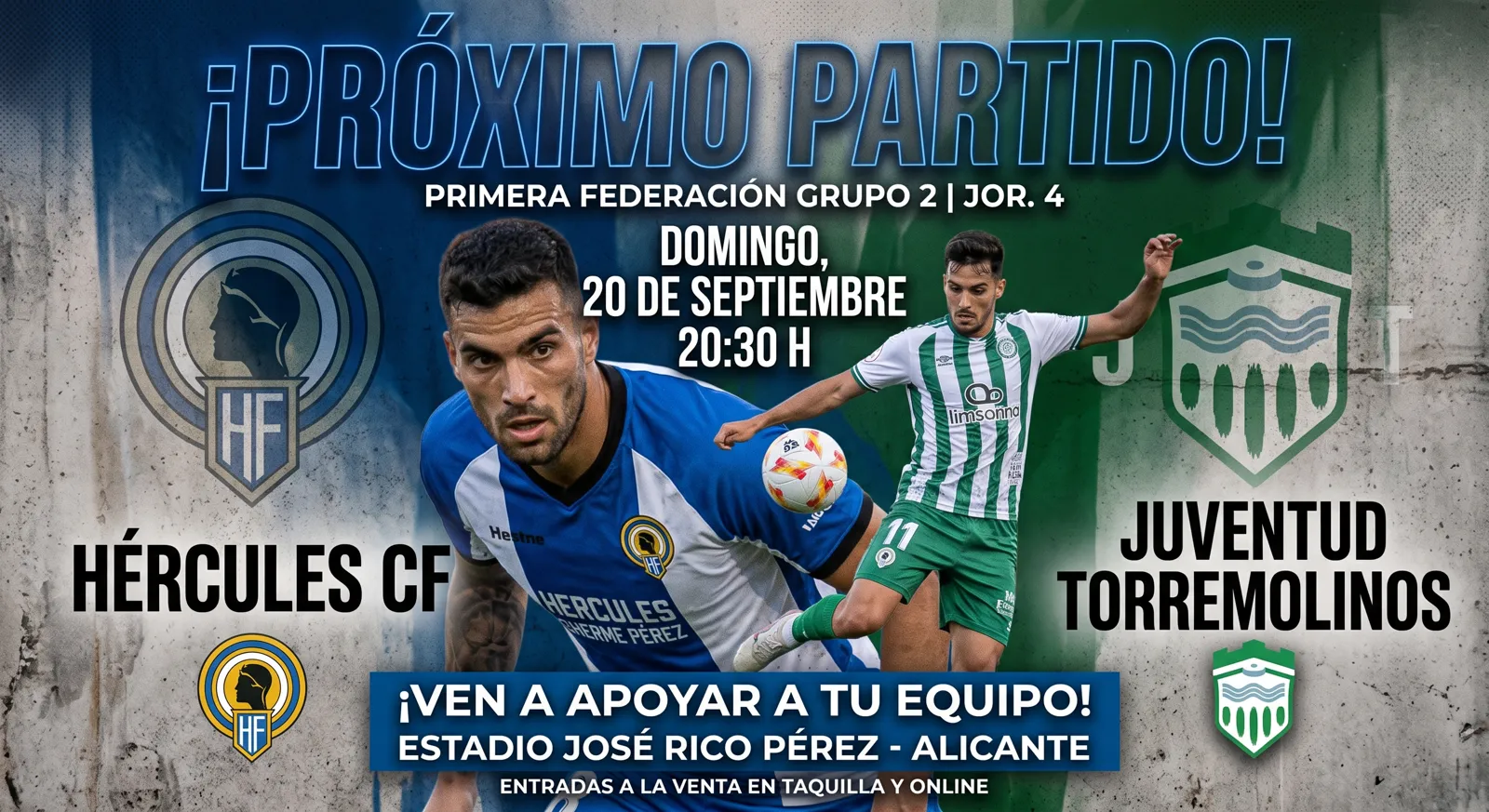 Hércules – Juventud Torremolinos, domingo 20 en el Rico Pérez