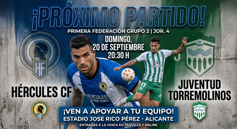 Hércules – Juventud Torremolinos, domingo 20 en el Rico Pérez
