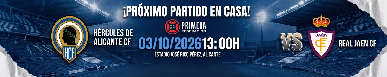 Hércules–Real Jaén: sábado 3 de octubre, 13:00, en el Rico Pérez