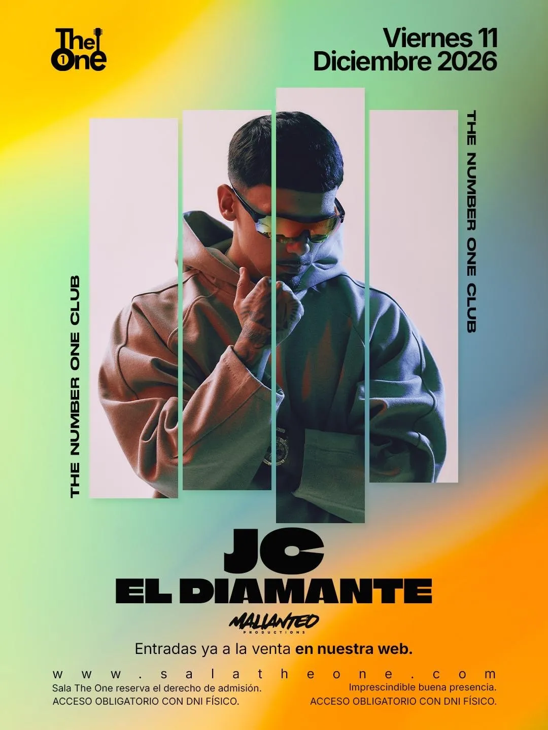 JC El Diamante en Sala The One el 11 de diciembre