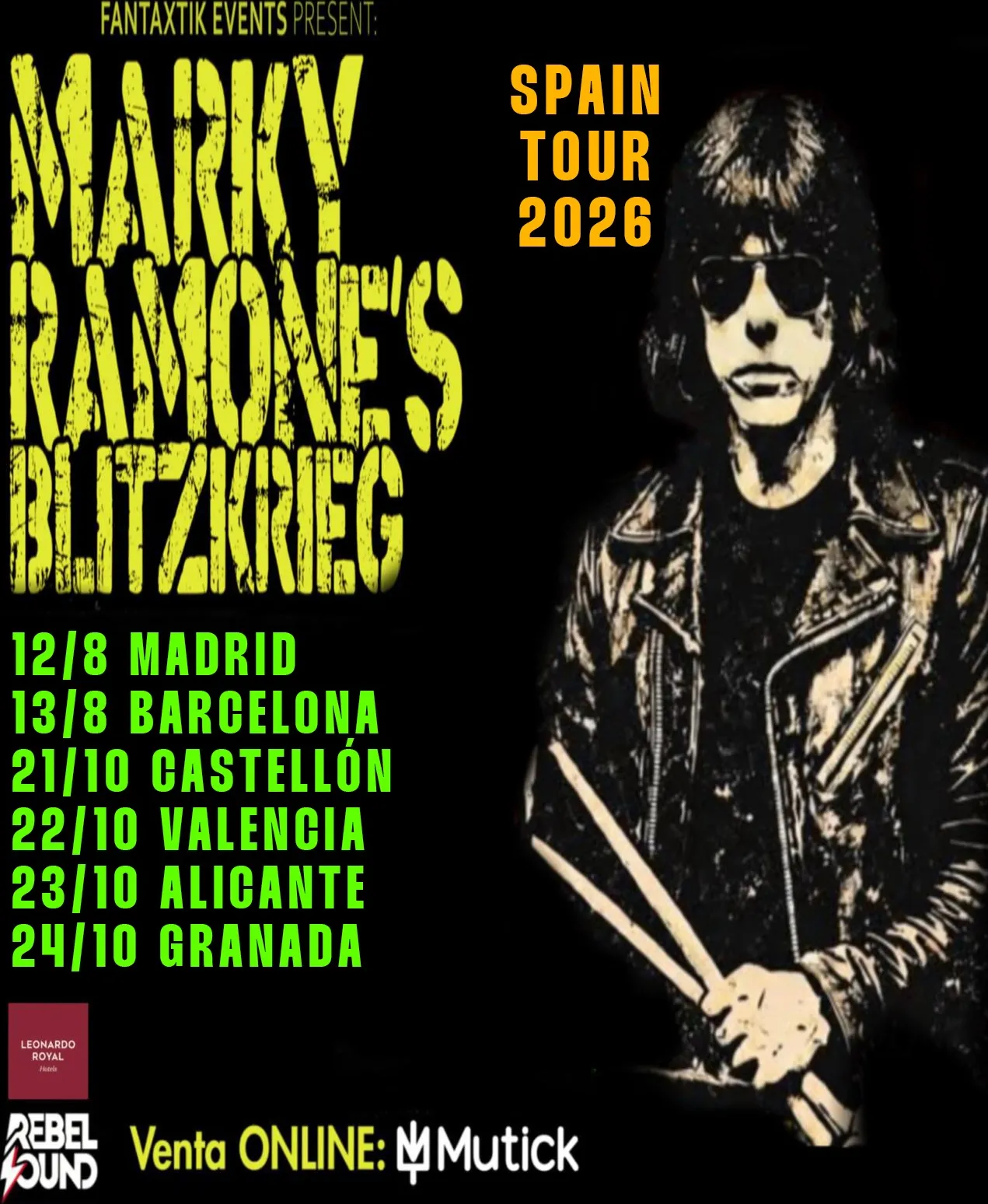 Marky Ramone en The One Alicante, el 23 de octubre de 2026