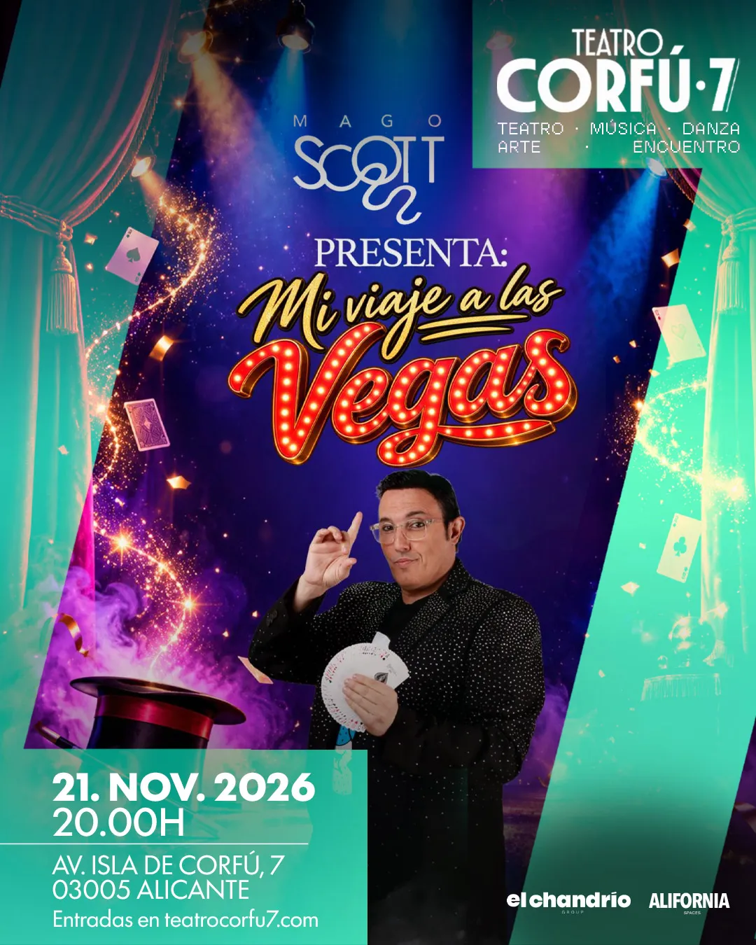Mi viaje a Las Vegas, de Mago Scott, en el Teatro Corfú 7 el 21 de noviembre