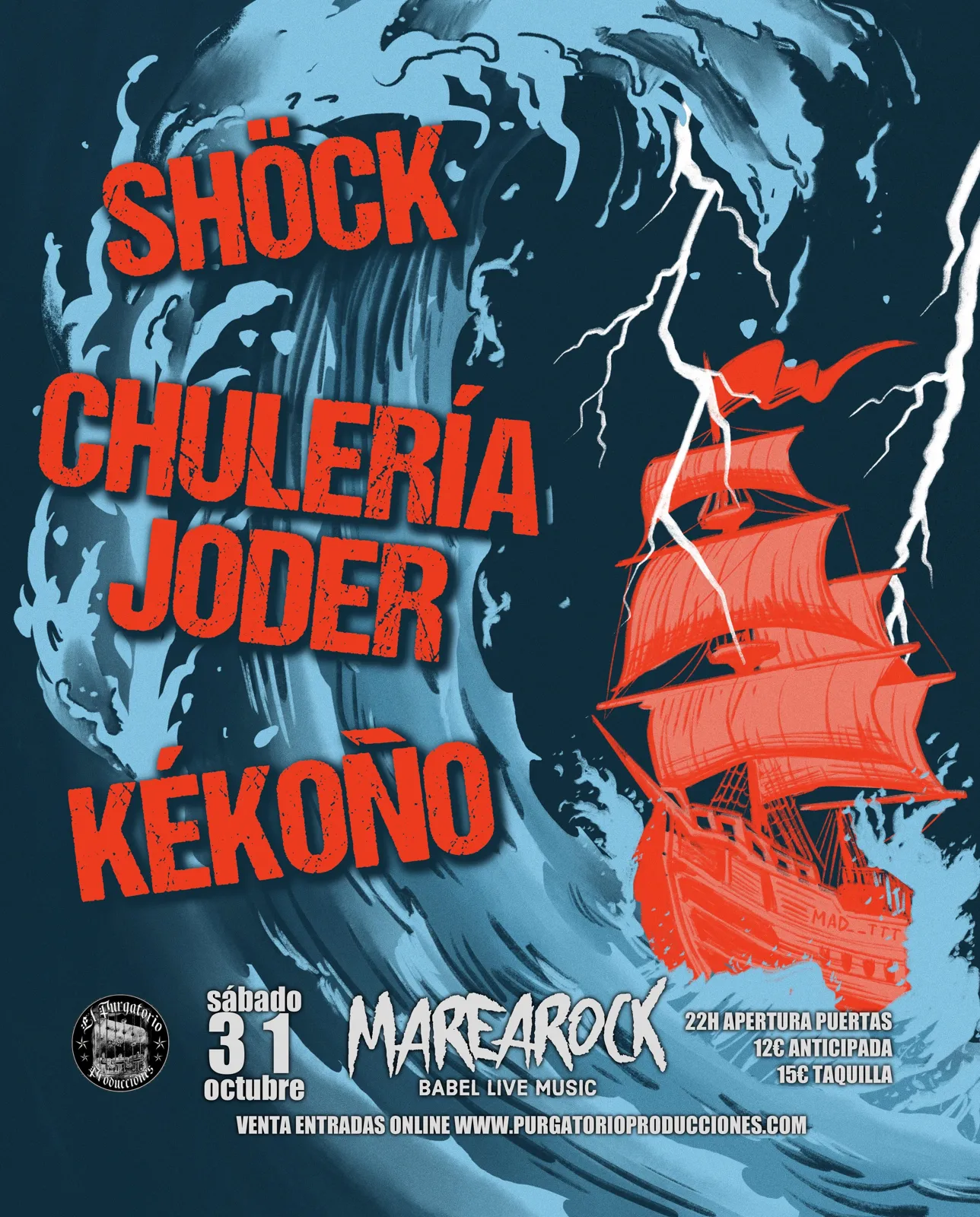 SHÖCK, Chulería Joder y Kékoño en MareaRock el 31 octubre